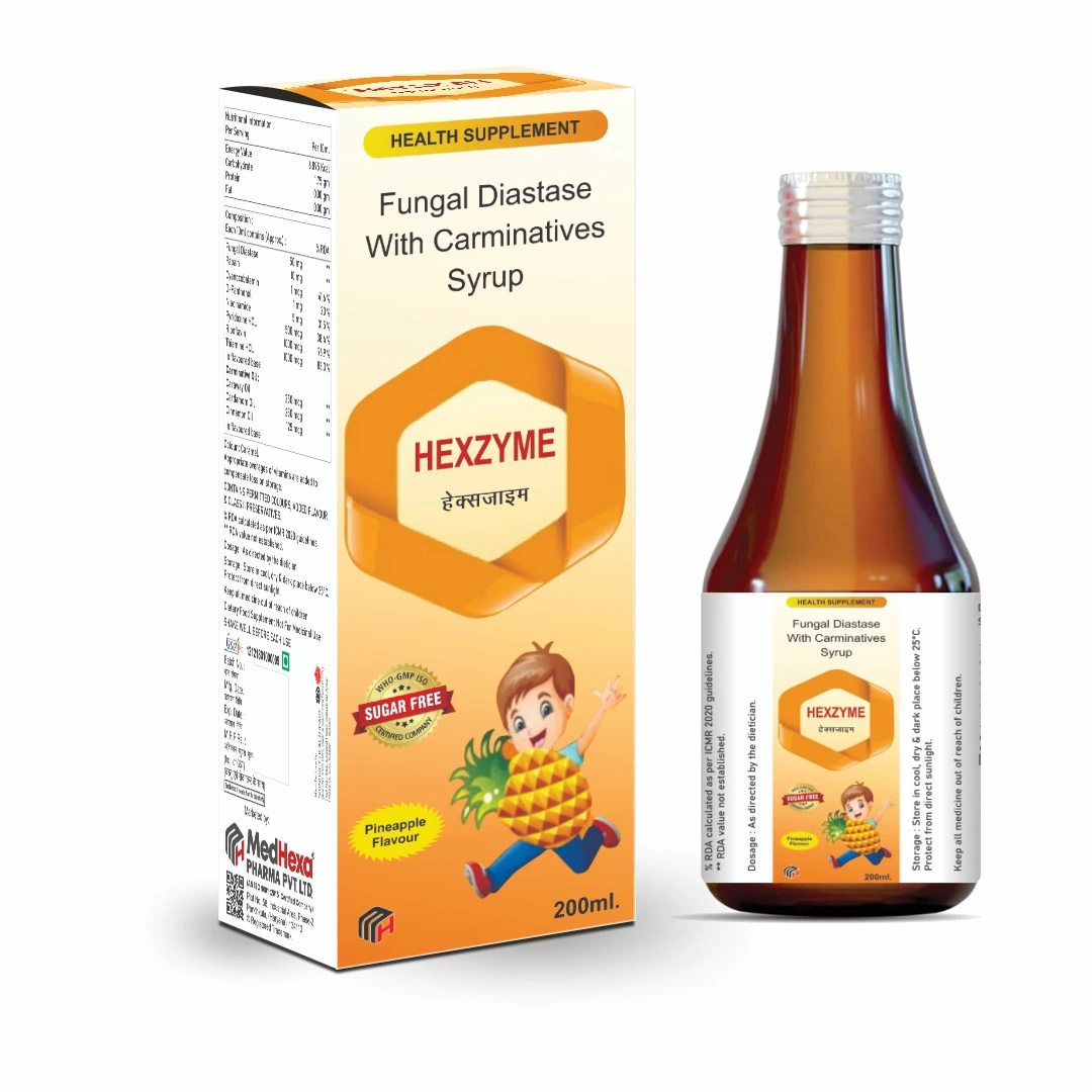 HEXZYME SYRUP Fungal Diastase Pepsin Digestive Enzyme Syrup