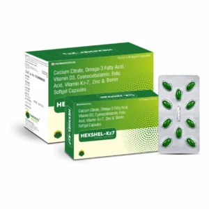 HEXSHEL-K2-7 Calcium Citrate Omega-3 Vitamin D3 Vitamin K2 Softgel Capsules