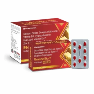MEXSHEL-K2-7 Calcium Citrate Omega-3 Vitamin D3 Vitamin K2 Softgel Capsules