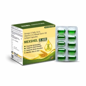 MEXSHEL-E 400 Vitamin E 400 IU Wheat Germ Oil Omega-3 Capsules
