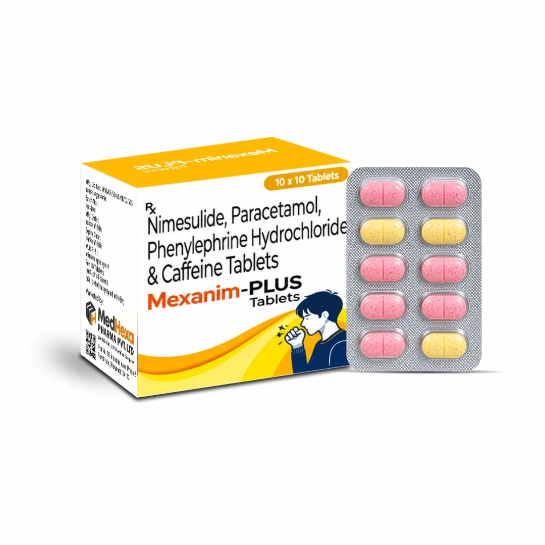 MEXANIM-PLUS Nimesulide Paracetamol Phenylephrine Caffeine Tablets