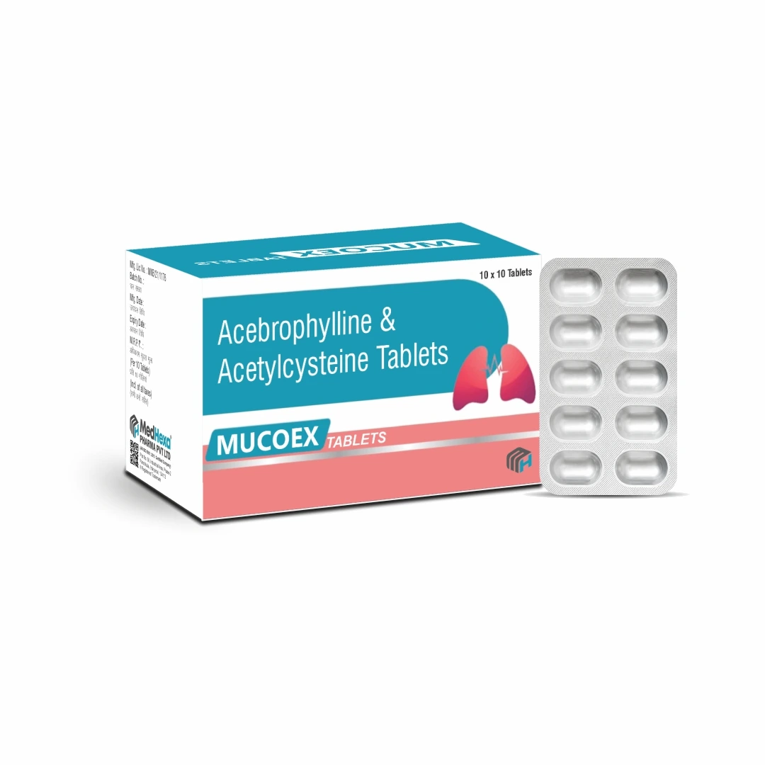 MUCOEX – Acebrophylline 100mg + Acetylcysteine 600mg Tablets