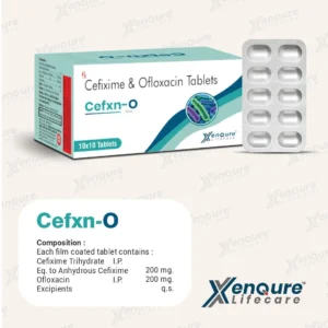 Cefxn-O Tablets Cefixime 200 mg and Ofloxacin 200 mg, 10×10 blister pack by Xenqure Lifecare