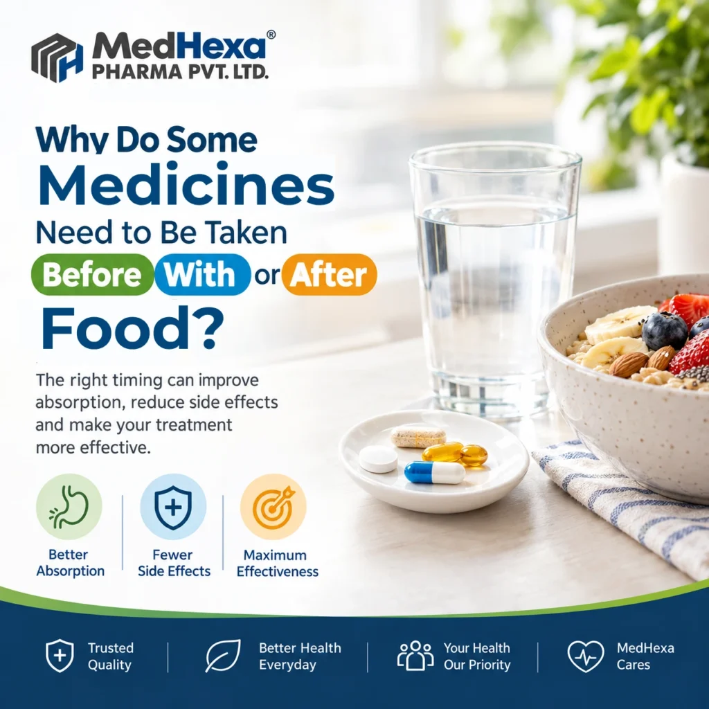 Medicines taken before with or after food